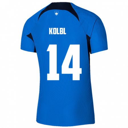 Kandiny Gyermek Szlovénia Špela Kolbl #14 Kék Idegenbeli Jersey 24-26 Mez Póló Ing