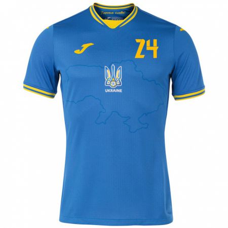 Kandiny Gyermek Ukrajna Oleksandr Tymchyk #24 Kék Idegenbeli Jersey 24-26 Mez Póló Ing