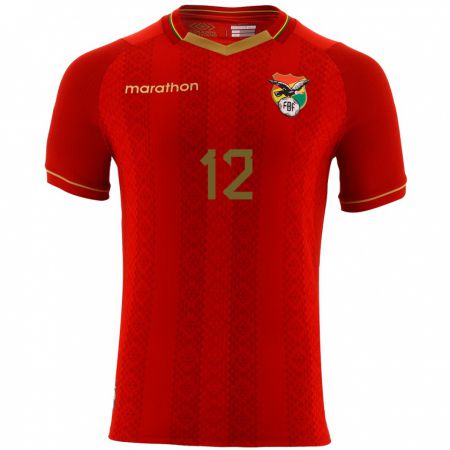 Kandiny Gyermek Bolívia Fabián Pereira #12 Piros Idegenbeli Jersey 24-26 Mez Póló Ing