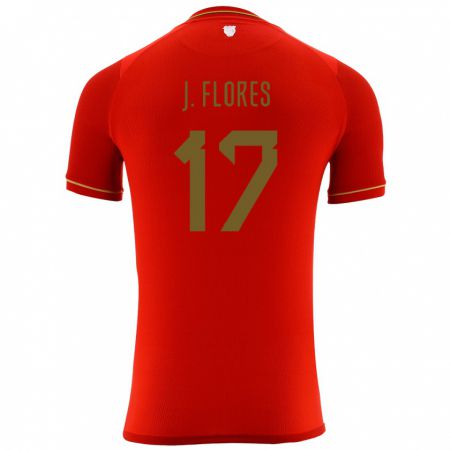 Kandiny Gyermek Bolívia José Flores #17 Piros Idegenbeli Jersey 24-26 Mez Póló Ing