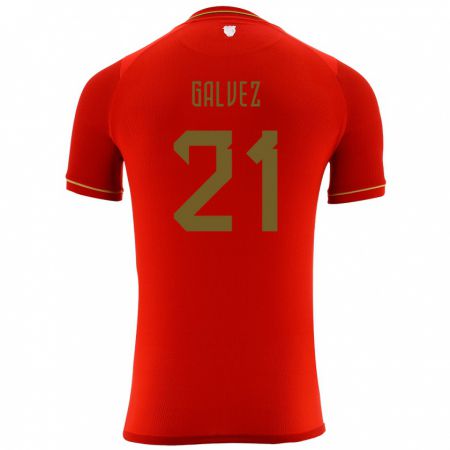 Kandiny Gyermek Bolívia Vladimir Galvez #21 Piros Idegenbeli Jersey 24-26 Mez Póló Ing