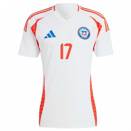 Kandiny Gyermek Chile Fernanda Hidalgo #17 Fehér Idegenbeli Jersey 24-26 Mez Póló Ing