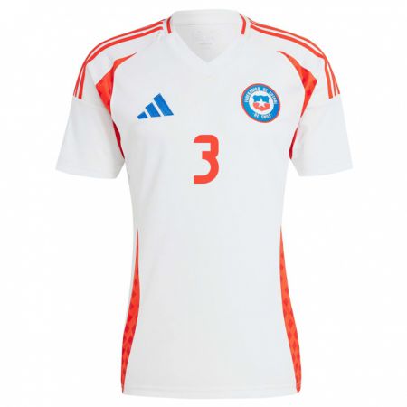 Kandiny Gyermek Chile Yahir Salazar #3 Fehér Idegenbeli Jersey 24-26 Mez Póló Ing