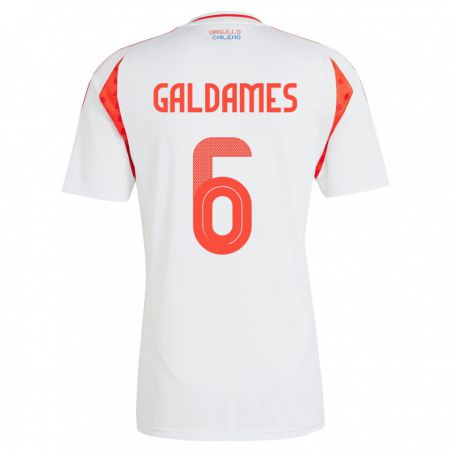 Kandiny Gyermek Chile Thomas Galdames #6 Fehér Idegenbeli Jersey 24-26 Mez Póló Ing