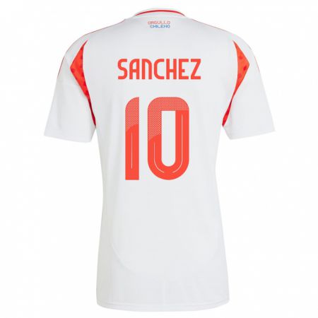 Kandiny Gyermek Chile Alexis Sánchez #10 Fehér Idegenbeli Jersey 24-26 Mez Póló Ing