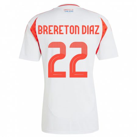 Kandiny Gyermek Chile Ben Brereton Díaz #22 Fehér Idegenbeli Jersey 24-26 Mez Póló Ing