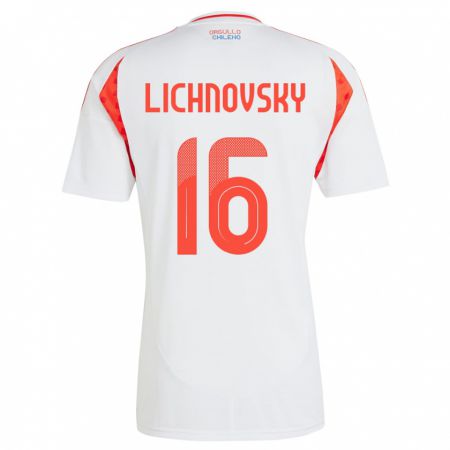 Kandiny Gyermek Chile Igor Lichnovsky #16 Fehér Idegenbeli Jersey 24-26 Mez Póló Ing