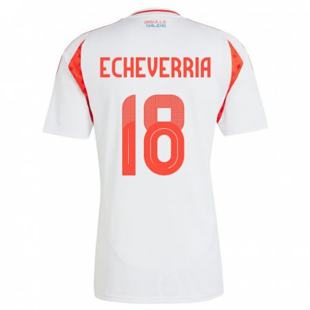 Kandiny Gyermek Chile Rodrigo Echeverría #18 Fehér Idegenbeli Jersey 24-26 Mez Póló Ing