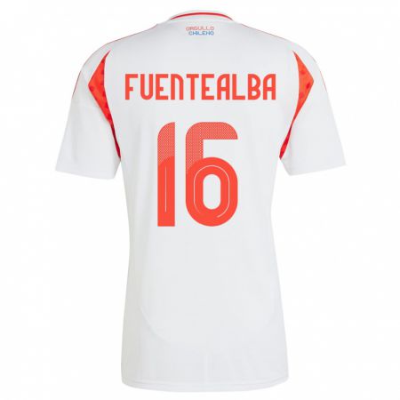 Kandiny Gyermek Chile Jeison Fuentealba #16 Fehér Idegenbeli Jersey 24-26 Mez Póló Ing