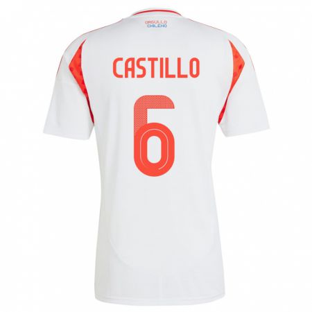 Kandiny Gyermek Chile Cristóbal Castillo #6 Fehér Idegenbeli Jersey 24-26 Mez Póló Ing