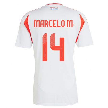 Kandiny Gyermek Chile Marcelo Morales #14 Fehér Idegenbeli Jersey 24-26 Mez Póló Ing