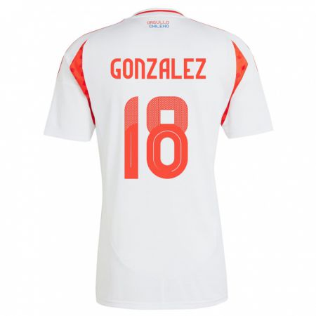 Kandiny Gyermek Chile Bryan González #18 Fehér Idegenbeli Jersey 24-26 Mez Póló Ing