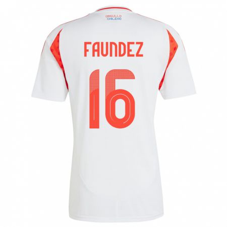 Kandiny Gyermek Chile Felipe Faúndez #16 Fehér Idegenbeli Jersey 24-26 Mez Póló Ing