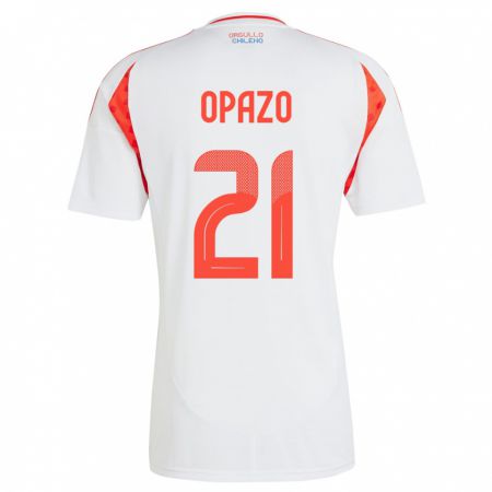 Kandiny Gyermek Chile Diego Opazo #21 Fehér Idegenbeli Jersey 24-26 Mez Póló Ing