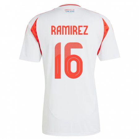 Kandiny Gyermek Chile Vicente Ramírez #16 Fehér Idegenbeli Jersey 24-26 Mez Póló Ing