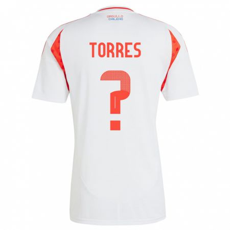 Kandiny Gyermek Chile Bruno Torres #0 Fehér Idegenbeli Jersey 24-26 Mez Póló Ing