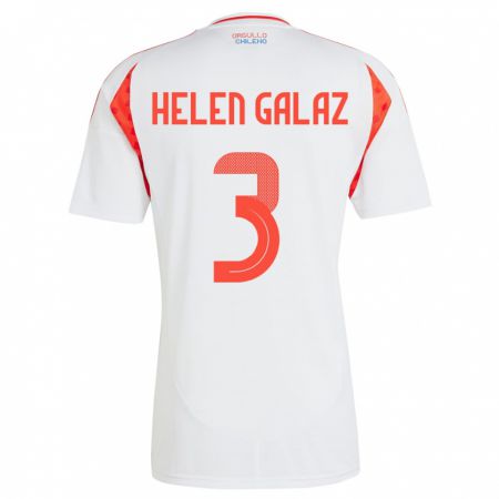 Kandiny Gyermek Chile Su Helen Galaz #3 Fehér Idegenbeli Jersey 24-26 Mez Póló Ing