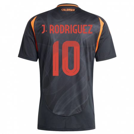 Kandiny Gyermek Kolumbia James Rodríguez #10 Fekete Idegenbeli Jersey 24-26 Mez Póló Ing