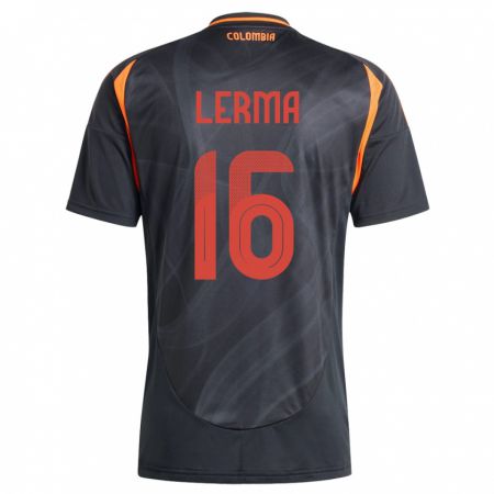 Kandiny Gyermek Kolumbia Jefferson Lerma #16 Fekete Idegenbeli Jersey 24-26 Mez Póló Ing