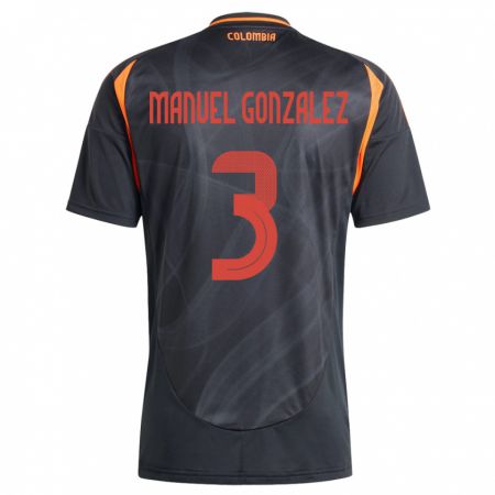 Kandiny Gyermek Kolumbia Carlos Manuel González #3 Fekete Idegenbeli Jersey 24-26 Mez Póló Ing