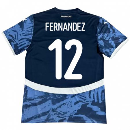 Kandiny Gyermek Paraguay Gatito Fernández #12 Kék Idegenbeli Jersey 24-26 Mez Póló Ing