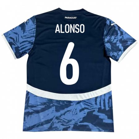 Kandiny Gyermek Paraguay Júnior Alonso #6 Kék Idegenbeli Jersey 24-26 Mez Póló Ing