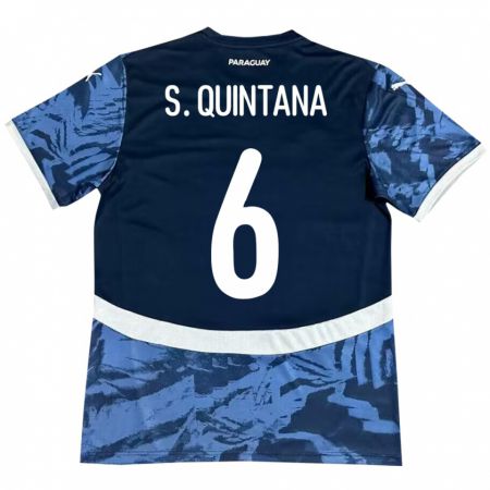 Kandiny Gyermek Paraguay Sebastián Quintana #6 Kék Idegenbeli Jersey 24-26 Mez Póló Ing