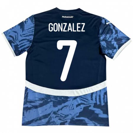 Kandiny Gyermek Paraguay Diego González #7 Kék Idegenbeli Jersey 24-26 Mez Póló Ing