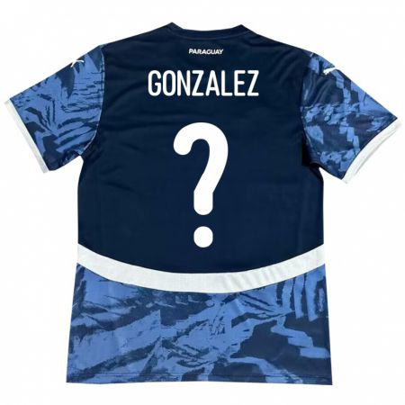 Kandiny Gyermek Paraguay Antonio González #0 Kék Idegenbeli Jersey 24-26 Mez Póló Ing