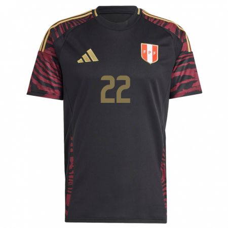 Kandiny Gyermek Peru Malena Valverde #22 Fekete Idegenbeli Jersey 24-26 Mez Póló Ing