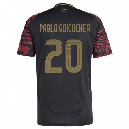 Kandiny Gyermek Peru Juan Pablo Goicochea #20 Fekete Idegenbeli Jersey 24-26 Mez Póló Ing