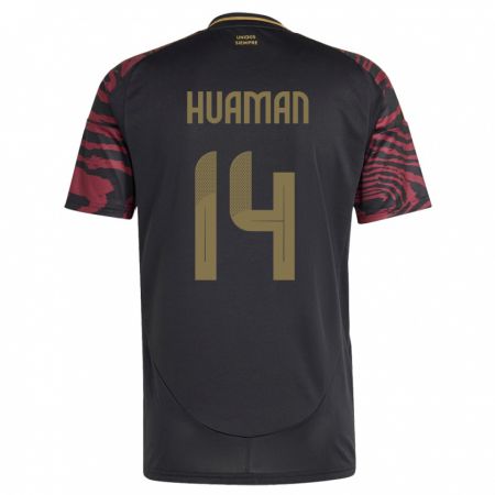 Kandiny Gyermek Peru Marco Huamán #14 Fekete Idegenbeli Jersey 24-26 Mez Póló Ing