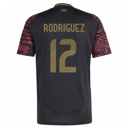 Kandiny Gyermek Peru Jhefferson Rodríguez #12 Fekete Idegenbeli Jersey 24-26 Mez Póló Ing