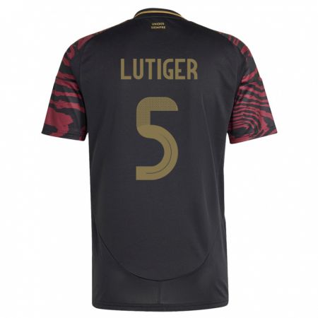 Kandiny Gyermek Peru Rafael Lutiger #5 Fekete Idegenbeli Jersey 24-26 Mez Póló Ing