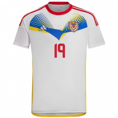 Kandiny Gyermek Venezuela Junior Colina #19 Fehér Idegenbeli Jersey 24-26 Mez Póló Ing