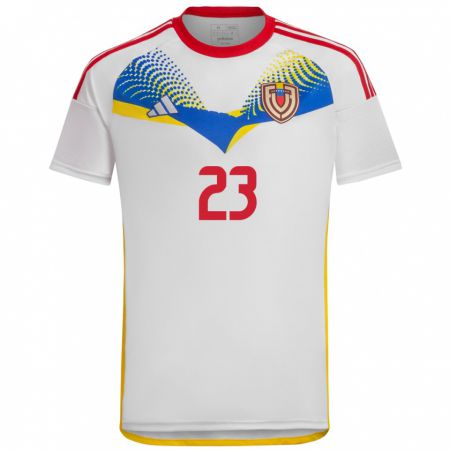 Kandiny Gyermek Venezuela Salomón Rondón #23 Fehér Idegenbeli Jersey 24-26 Mez Póló Ing