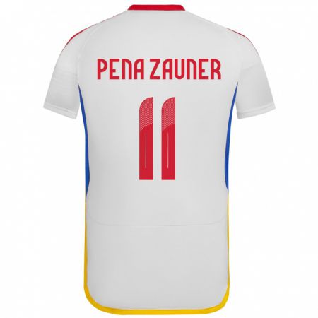 Kandiny Gyermek Venezuela Enrique Peña Zauner #11 Fehér Idegenbeli Jersey 24-26 Mez Póló Ing