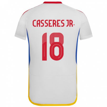 Kandiny Gyermek Venezuela Cristian Cásseres Jr. #18 Fehér Idegenbeli Jersey 24-26 Mez Póló Ing