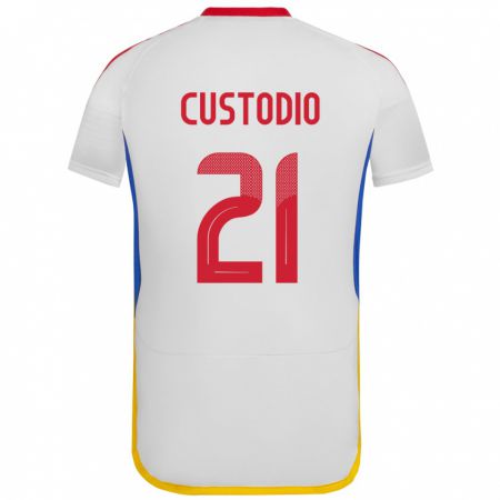 Kandiny Gyermek Venezuela Alex Custodio #21 Fehér Idegenbeli Jersey 24-26 Mez Póló Ing