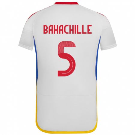 Kandiny Gyermek Venezuela Abraham Bahachille #5 Fehér Idegenbeli Jersey 24-26 Mez Póló Ing