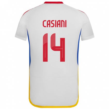 Kandiny Gyermek Venezuela Luis Casiani #14 Fehér Idegenbeli Jersey 24-26 Mez Póló Ing