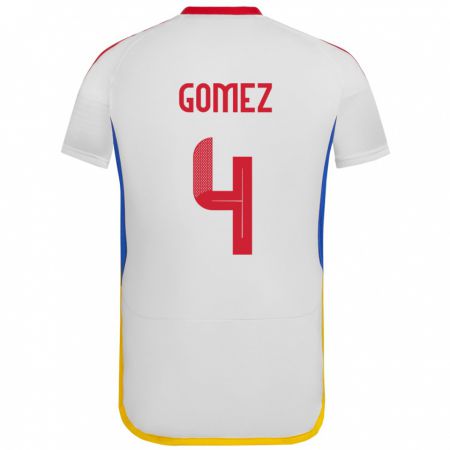 Kandiny Gyermek Venezuela Santiago Gómez #4 Fehér Idegenbeli Jersey 24-26 Mez Póló Ing