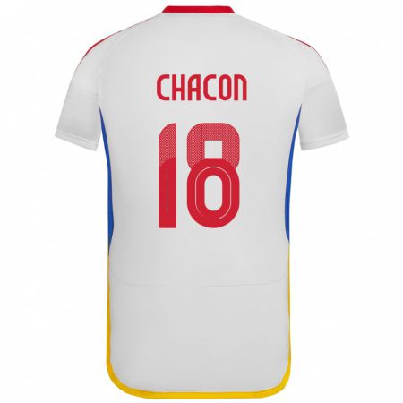 Kandiny Gyermek Venezuela Yerson Chacón #18 Fehér Idegenbeli Jersey 24-26 Mez Póló Ing