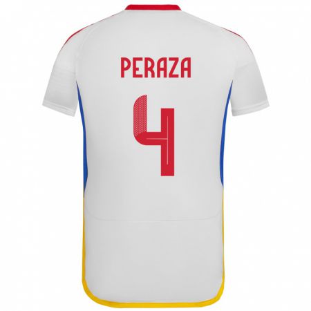 Kandiny Gyermek Venezuela María Peraza #4 Fehér Idegenbeli Jersey 24-26 Mez Póló Ing