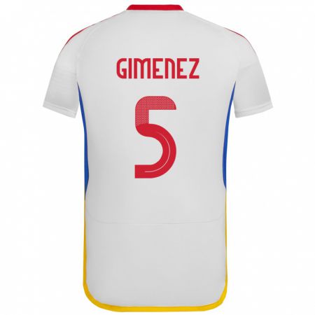 Kandiny Gyermek Venezuela Yenifer Giménez #5 Fehér Idegenbeli Jersey 24-26 Mez Póló Ing