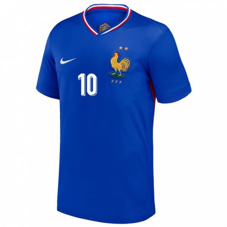 Kandiny Férfi Franciaország Rayan Cherki #10 Kék Hazai Jersey 24-26 Mez Póló Ing