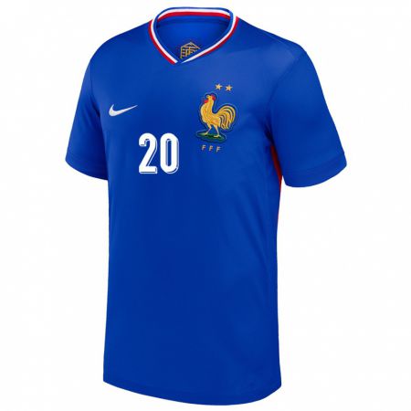 Kandiny Férfi Franciaország Ousmane Camara #20 Kék Hazai Jersey 24-26 Mez Póló Ing