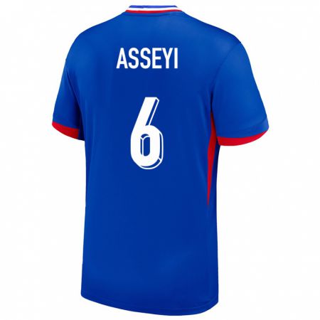 Kandiny Férfi Franciaország Viviane Asseyi #6 Kék Hazai Jersey 24-26 Mez Póló Ing
