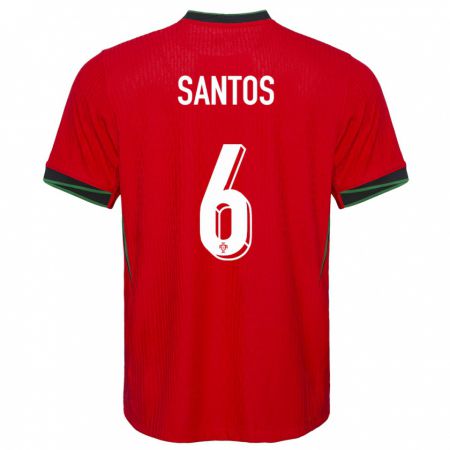 Kandiny Férfi Portugália Vasco Santos #6 Piros Hazai Jersey 24-26 Mez Póló Ing