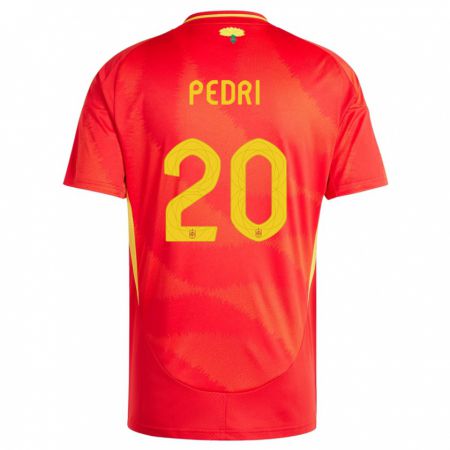 Kandiny Férfi Spanyolország Pedri #20 Piros Hazai Jersey 24-26 Mez Póló Ing